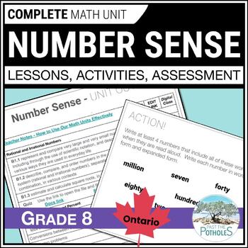 Preview of GRADE 8 ONTARIO NUMERACY Represent Compare Order Fractions Decimals Percentages