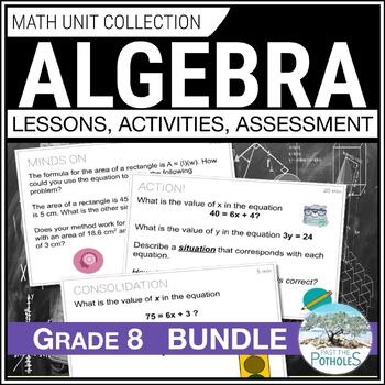 Preview of Patterns Equations & Inequalities Bundle Grade 8 Ontario Math Activities Lessons