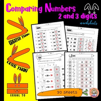 Preview of  Greater than, Less than, Equal to worksheets/Comparing numbers 2-3-digits