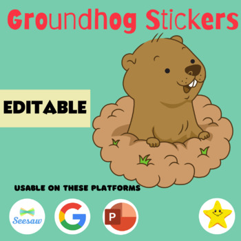 Preview of  Groundhog Day Clip Art Digital Stickers - COPYRIGHT FREE + EDITABLE 