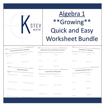 Preview of **Growing** Algebra 1 Worksheet Bundle