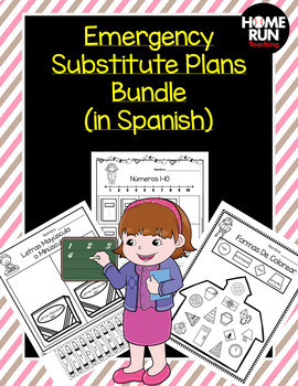 Preview of Emergency Sub Plans Bundle in Spanish (kindergarten)