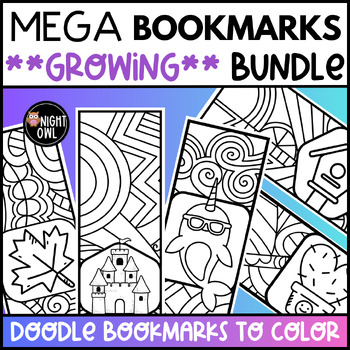Preview of **Growing** MEGA Bookmarks to Color Bundle - Hundreds of Coloring Bookmarks