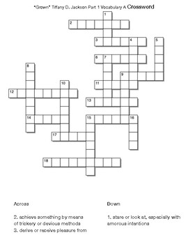 Grown” Tiffany D. Jackson Part 1 Vocabulary A Word Search