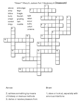 Grown” Tiffany D. Jackson Part 1 Vocabulary A Word Search