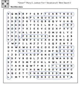 Grown” Tiffany D. Jackson Part 1 Vocabulary A Word Search