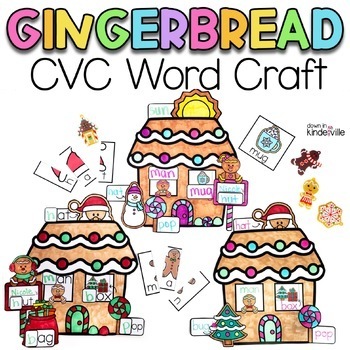 Preview of Christmas & Winter CVC Word Craft | Gingerbread | Phonics | Bulletin Board