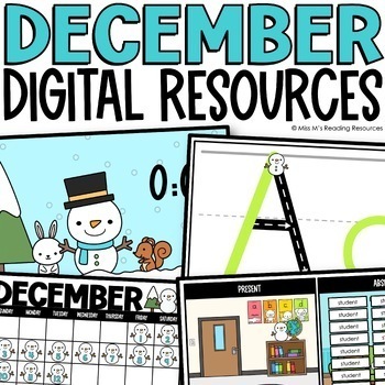 Preview of December Digital Resources for Kindergarten Morning Meeting Classroom Management