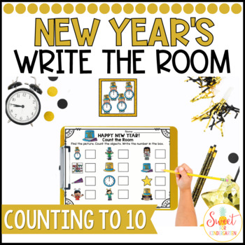 Preview of New Year's Write the Room- Numbers 1-10