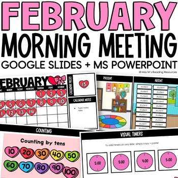 Preview of February Digital Morning Meeting Slides Calendar Math Google Slides Resource