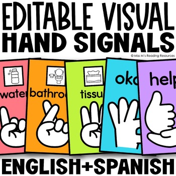 Preview of Hand Signals EDITABLE Classroom Decor Management Hand Signal Posters