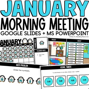 Preview of January Digital Morning Meeting Slides Activities Digital Calendar Math Resource