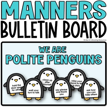 Preview of Winter Craft and Bulletin Board Letters Polite Penguins Manners Bulletin Board