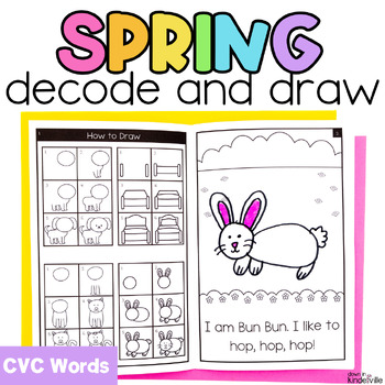Preview of Spring Decodable Readers CVC Words | Decode and Draw Books | Science of Reading
