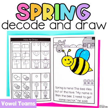 Preview of Spring Decodable Readers Vowel Teams | Directed Drawing Books Science of Reading