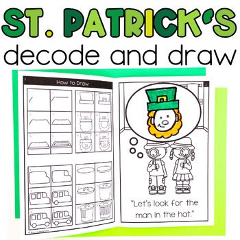 Preview of St Patricks Day Decodable Readers CVC Words | Directed Drawing Books 