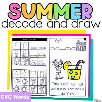 Preview of Summer Decodable Readers CVC Words | Decode and Draw Books | Science of Reading