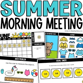 Preview of Summer Morning Meeting Slides Digital Work Activities Digital Calendar Math