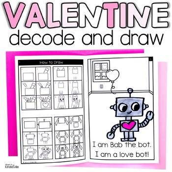 Preview of Valentine Decodable Readers CVC Words | Directed Drawing Decode and Draw Books