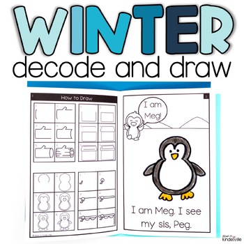 Preview of Winter Decodable Readers CVC Words | Directed Drawing Phonics Science of Reading