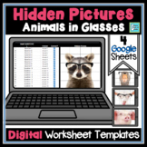 Animal Glasses Editable Hidden Picture Digital Worksheet T