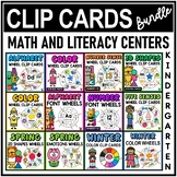 Kindergarten Clip Cards Bundle - Math and Literacy Centers