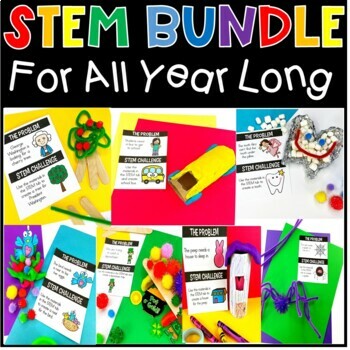 Preview of STEM Activities and Challenges BUNDLE For All Year Kindergarten PreK First Grade