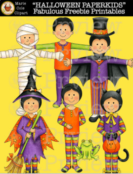 Preview of "HALLOWEEN PAPERKIDS Fabulous Freebie!" Printable [Marie Cole Clipart]