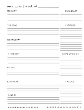 21 Day Meal Planner & Food List 3 Page Bundle for 1200-1499 Calorie Plan:  Includes EDITABLE Meal Planner and Shopping List 