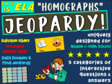 "HOMOGRAPHS" Middle or High School ELA JEOPARDY! - version