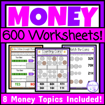 Preview of Money Worksheets Packets Special Education Functional Math Life Skills Money