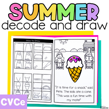 Preview of Summer Decodable Readers CVCe Words - Directed Drawing Books - Magic E - SOR