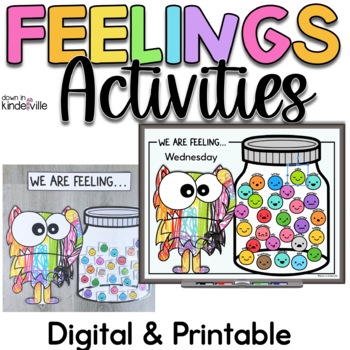 Preview of Feelings Activities | Feelings Check In | Identifying Feelings and Emotions