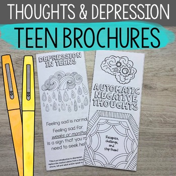 Preview of Depression and Negative Thoughts Brochures for Middle and High School