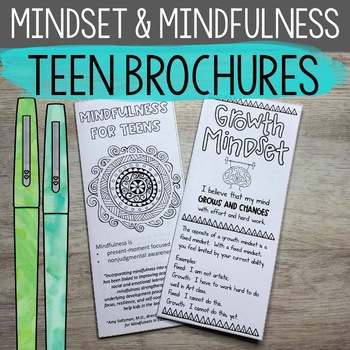 Preview of Growth Mindset & Mindfulness Brochures for Middle and High School