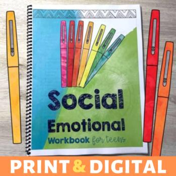 Preview of Social Emotional Workbook plus Distance Learning for Teens