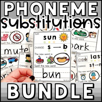 Preview of Phoneme Substitution Task Cards: Growing BUNDLE, Phoneme Manipulation Activities