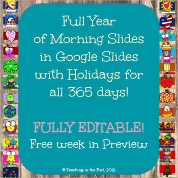 Preview of 365 Morning Slides - Morning Meeting and Daily Holiday Slides