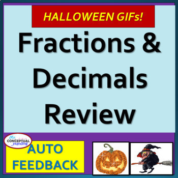 Preview of  Halloween - All 4 Operations with Fractions & Decimals Math Review Activity 