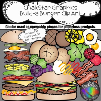 Preview of {Hamburger} Build a Cheeseburger Clip Art- Chalkstar Graphics