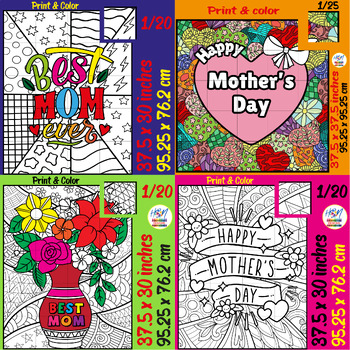 Preview of "Happy Mother's Day & Best MOM Ever" Collaborative Coloring Poster Bundle Craft