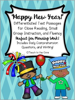 Preview of "Happy New Year" Literacy Morning Work w/ Text, Comprehension, and Writing