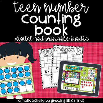 Preview of Counting and Numbers Book: Teen Numbers [printable and digital]