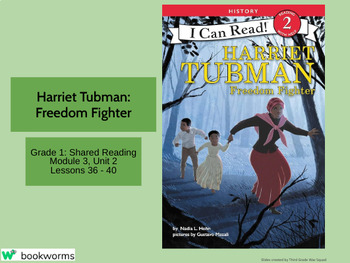 Preview of "Harriet Tubman: Freedom Fighter" Google Slides- Bookworms Supplement