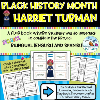 Preview of  Harriet Tubman Writing Flap Book Bilingual Biography Report 