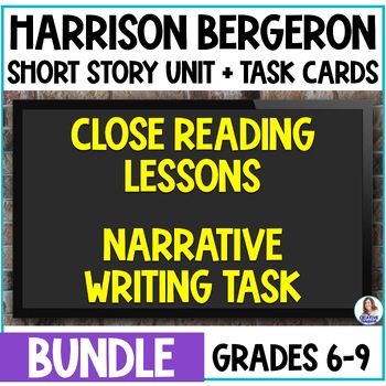 Preview of Harrison Bergeron  - Short Story Unit - Task Cards - Narrative Writing Task