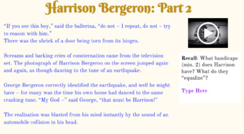 Preview of "Harrison Bergeron" Close Read 