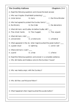 harry potter and the deathly hallows worksheets by peter