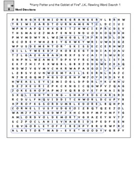 “Harry Potter and the Goblet of Fire” J.K. Rowling Word Search | TPT