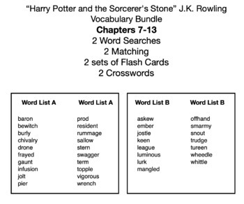 Preview of “Harry Potter and the Sorcerer's Stone” J.K. Rowling  Vocab Bundle Chapters 7-13